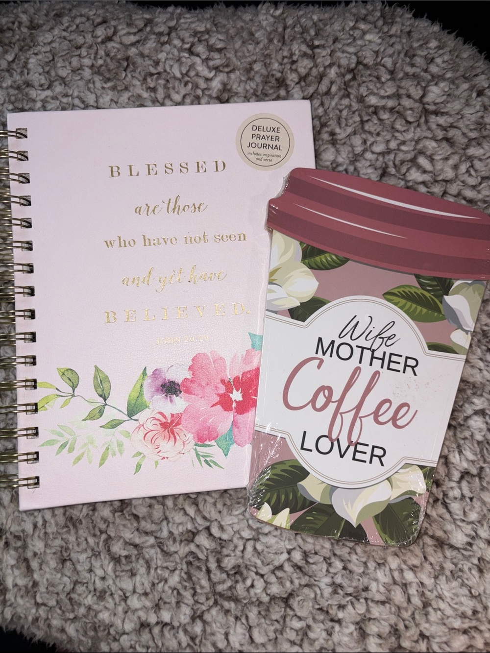 Pink Floral Prayer Journal & Coffee Lover Notepad Bundle - Pink